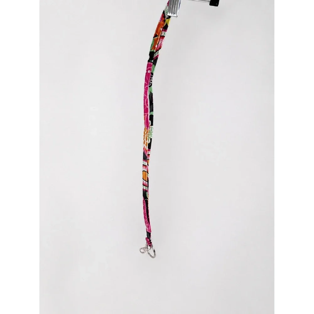 Vera Bradley Colorful Floral Fabric Lanyard Key Ring Clip Pink Multicolor